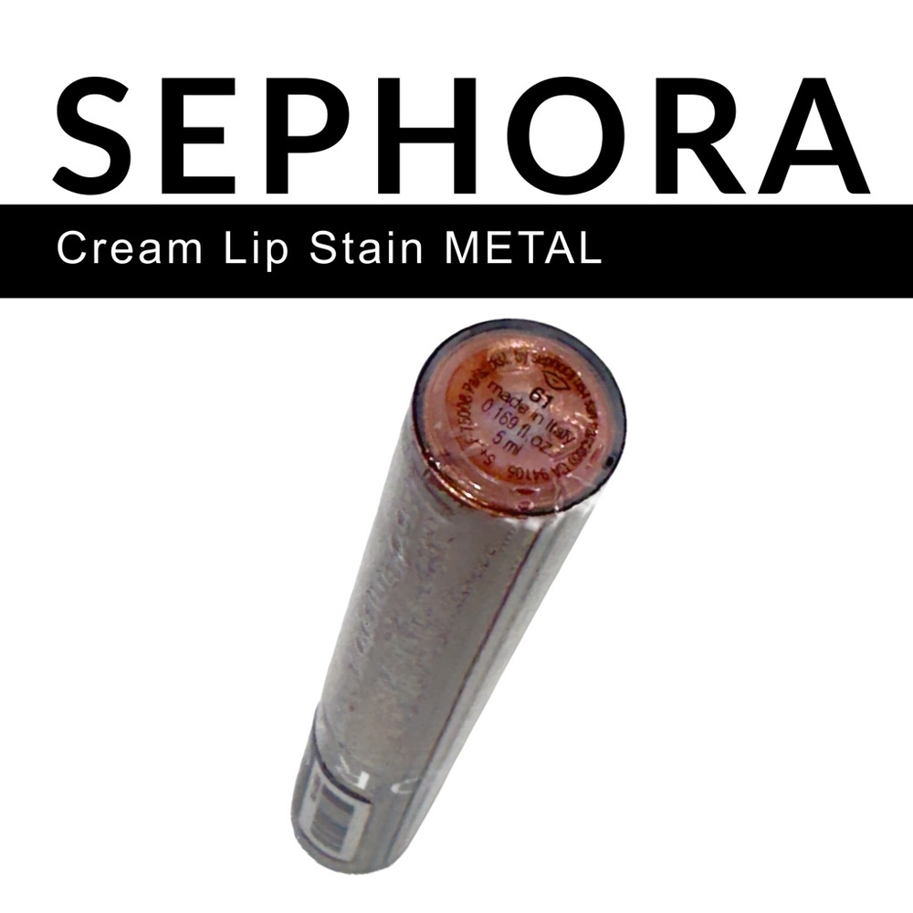 Sephora 🆕 Cream Lip Stain Liquid Lipstick • Frosted Rose No. 61 • Metallic • NWT - Picture 12 of 13